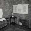 Interior. Entrance lobby. Detail of WWI war memorial.