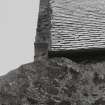 St Mary's Church, Biggar. Detail of South skewput to West gable.
