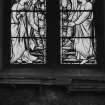 Interior.
Detail of stained glass windows in chancel.