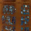 Interior
Detail of stained glass on North wall.