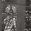 Interior
Detail of stained glass on South wall.