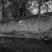 Detail of retaining wall on river bank adjacent to mill lade