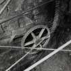 View of rim gear on inner face of water wheel.