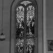 Interior. Detail of Aisle Walker Memorial stained glass window c.1913 "Suffer Little Children"