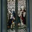 Interior. Detail of Aisle Walker Memorial stained glass window c.1913 "Suffer Little Children"
