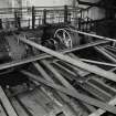 Interior.
Detail of drive shaft and connecting rods (wood) for screens in secondary screens.