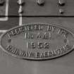 Detail of registration plate on fireless locomotive (Andrew Barclay & Sons).