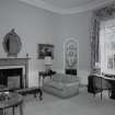 Interior. View of ground floor morning room from SW showing cina niches in curved walls