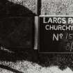 Fragment of grave stone. Inscription illegible.  
Largs Parish Churchyard no 157 B
