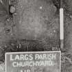 Detail of partly buried ledger.  Inscription illegible. 
Largs Parish Churchyard No 99.


