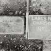 View of marker stone inscribed with 'R B & J M'.
Largs Parish Churchyard No 62.