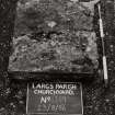 View of headstone.
Insc: "William...B...Late of...Delip.  Who Departed This Life the 7th Day of March 1807 And Was Aged 88? Years"
Largs Parish Chuchyard no119
Largs Parish Churchyard No.89
