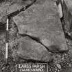 View of collapsed broken headstone.
Insc: "Erected To The Memory of Matthew Scott...Flesher...Rothesay Who Died on the 3rd May 1823 Aged 49 Years. Also Here Daughter Catherine Scott Wife of Thomas Shaw Joiner Glsgow Who died on the 16th September 1830 Aged ? Years.  Also Mathew Scott late Flesher in Rothesay Died 20th April 1834 Aged 62 Years. Also Alexander Scott Late faermer....el in Bute Died....February 1841 Aged..."
Largs Parish Churchyard no 216

