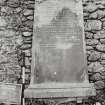 View of  headstone with slight triangular top and decorative scroll.
Insc: "Matthew Underwood.  Janet his...1827.  Agnes born.....died March...William his son....died Jan?....Thomas born...died...Catherine Anderson Underwood...died June...Mary Underwood died...aged...Matthew Underwood died...Also Mary Anderson his wife died Oct 1869? aged ?2 years.  Also Matthew Underwood died Feb...186? aged....years."
Largs Parish Churchyard No 7 (SG I) 
