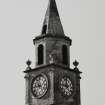 View from north east of steeple, spire and clock