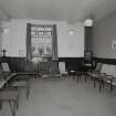 Church halls, ground floor, lower hall, meeting room, view from E