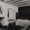 Interior of Scottish Pavilion (South): Period room with painted armorial panel, painted ceiling, carved panelling etc. Designed by Ian G Lindsay, 1938.