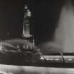 Glasgow, Bellahouston Park, 1938 Empire Exhibition.
View of exhibition illuminations with water feature and Empire Tower in the background.
NMRS Survey of Private Collection, Thomas Tait.