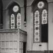 Glasgow, 64 Bothwell Street, Christian Institute, interior.
View of two Westernmost stained glass windows in North wall of central hall.