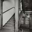 Glasgow, 64 Bothwell Street, interior.
General view of stair in state of disrepair from South.