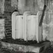 Castlebank Street, Meadowside Granary, interior
View of pair of urinals on granary floor in 1911 granary block - note that these were not separated from the floor itself
