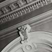 Glasgow, 55 Cranston Street, Western Police Building, interior.
Detail of ceiling cornice and decorative keystone of window opening, East apartment, first floor.