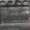 Glasgow, 500 Crown Street, St. Ninians Wynd Church.
General view of memorial stone.
Insc: 'Memorial Stone Laid By Rev J H Wilson DD 26th June 1888' 'Luke X-3'.