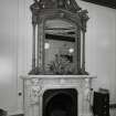 Glasgow, 4 Clairemont Gardens, Buchanan Bridge Club, interior.
View of fireplace with mirror, front room, first floor.