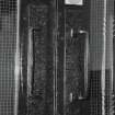 Interior. Detail of specimen rustic wrought iron door handles