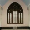 Glasgow, 69 Dixon Road, New Bridgegate Church, interior.
General view of stained glass window in West wall of Church.