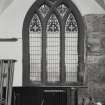 Glasgow, 69 Dixon Road, New Bridgegate Church, interior.
General view of stained glass window in South wall of hall.