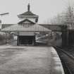 Glasgow, Fotheringay Road, Maxwell Park Station.
View of entrance at road level from North-East.