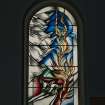 Interior. Detail of N side main hall window (Day of Atonement)