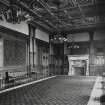 Interior-general view of meeting room showing painted panelling and marble fireplace