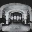 Glasgow, 401 Govan Road, Govan Town Hall, interior
View of East block entrance hall including floor mosaic with 'NIHIL SINE LABORE'  inscription.