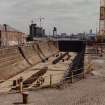 Glasgow, 18 Clydebrae Street, Govan Graving Docks.
General view of no.1 graving dock and workshops from West.