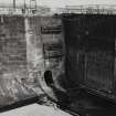 Glasgow, 18 Clydebrae Street, Govan Graving Docks.
General view of no.1 graving dock from West, with outlet from filling culvert.