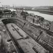 Glasgow, 18 Clydebrae Street, Govan Graving Docks.
General elevated view from South-East of no.1 graving dock, workshop, offices and pumphouse.