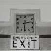 Interior. 
Detail of clock.