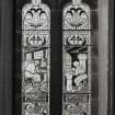 Hyndland Parish Church, interior.  Detail of stained glass window in vestry