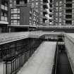 Glasgow, Hutchesontown.
View Area C from South showing pedestrian walkway in foreground and tower blocks in background.