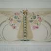 Glasgow, 54 Langside Drive, interior.
Detail of ground floor music room decorative frieze above fireplace. A stylized figure of an angel with 'Glasgow roses' in her wings.