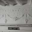 Glasgow, 54 Langside Drive, interior.
Detail of ground floor, hall, plaster frieze. A design of swags and fruit.