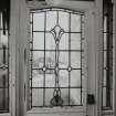 Glasgow, 52 Langside Drive, interior.
General view of ground floor entrance porch door stained glass panel.