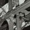 Glasgow, Govan, Linthouse engine works, interior.
Detail of stanchion brackets supporting timber tie-rails.