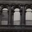 View of central window bay at second floor level on W wall.