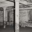 Glasgow, North Spiers Wharf, interior.
Detail of cast iron columns and jack arches on ground floor, block B of Grain Mills and store.