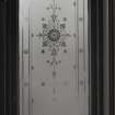 Entrance hall, etched glass window, detail