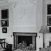 Ground floor, dining-room, interior view of fireplace and overmantle