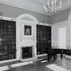 Ground floor, library, interior view of south end from north west